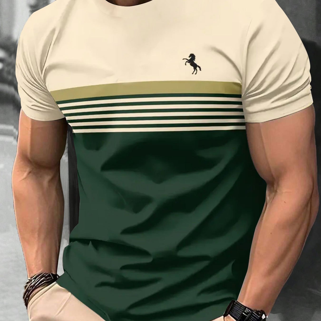 T-Shirt Homme Imprimé – Col Rond, Tissu Extensible Confortable, Idéal Été & Cadeau