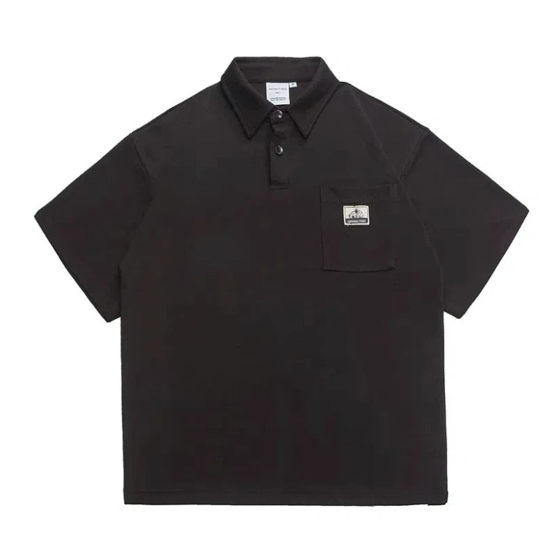 Polo Homme Américain – Manches Courtes, Col Boutonné, Poche, Casual