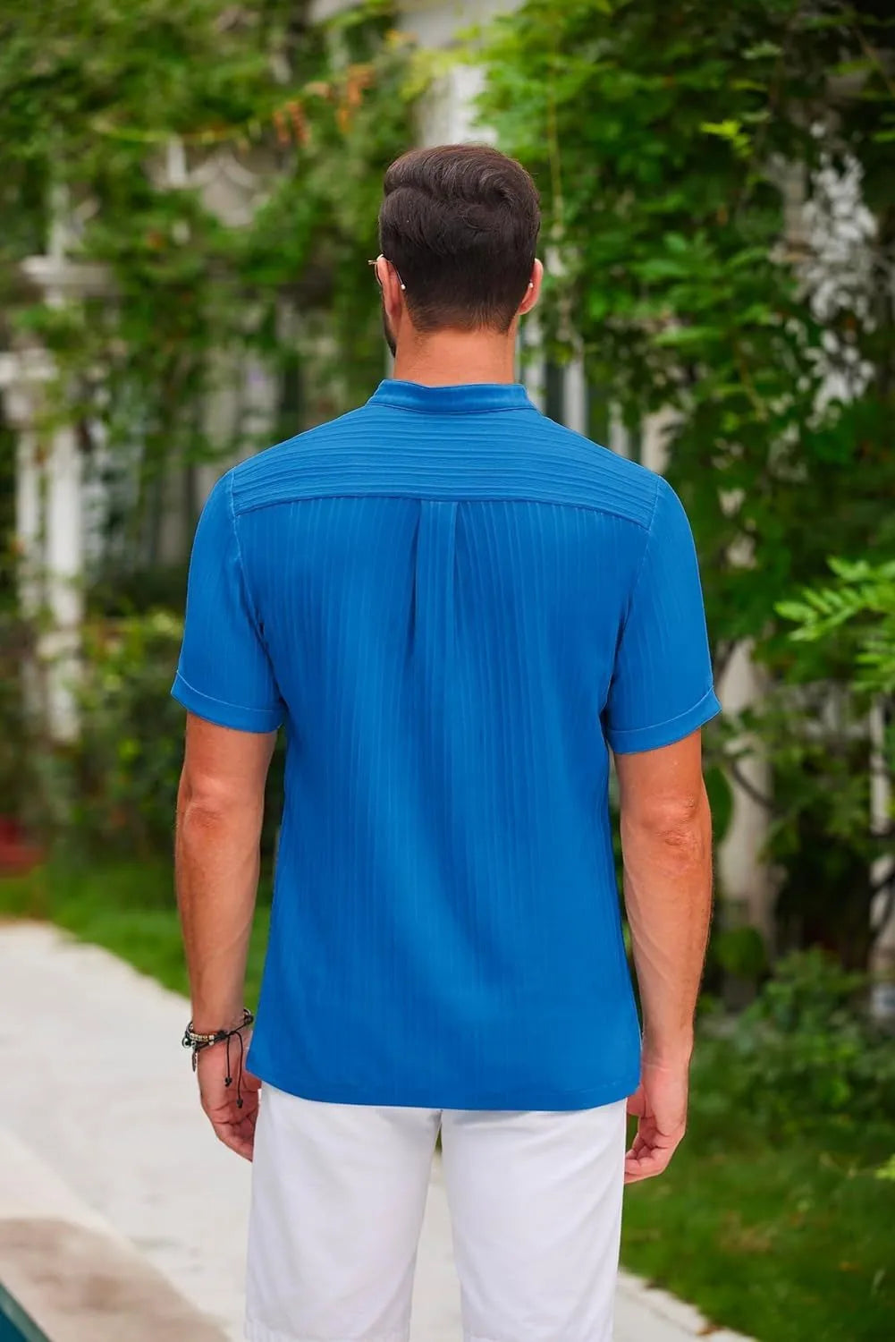 Chemise Homme Hawaïenne – Coton & Lin, Col Montant, Casual