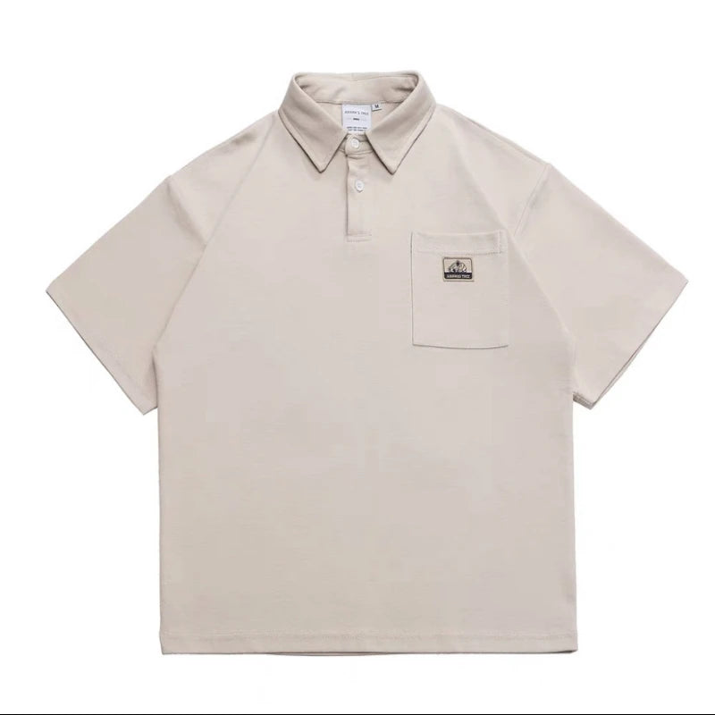 Polo Homme Américain – Manches Courtes, Col Boutonné, Poche, Casual
