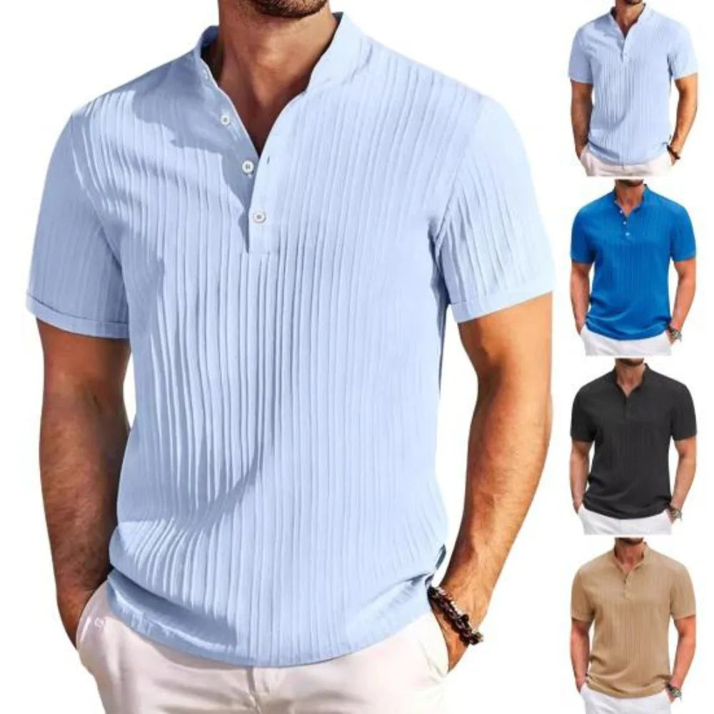 Chemise Homme Hawaïenne – Coton & Lin, Col Montant, Casual