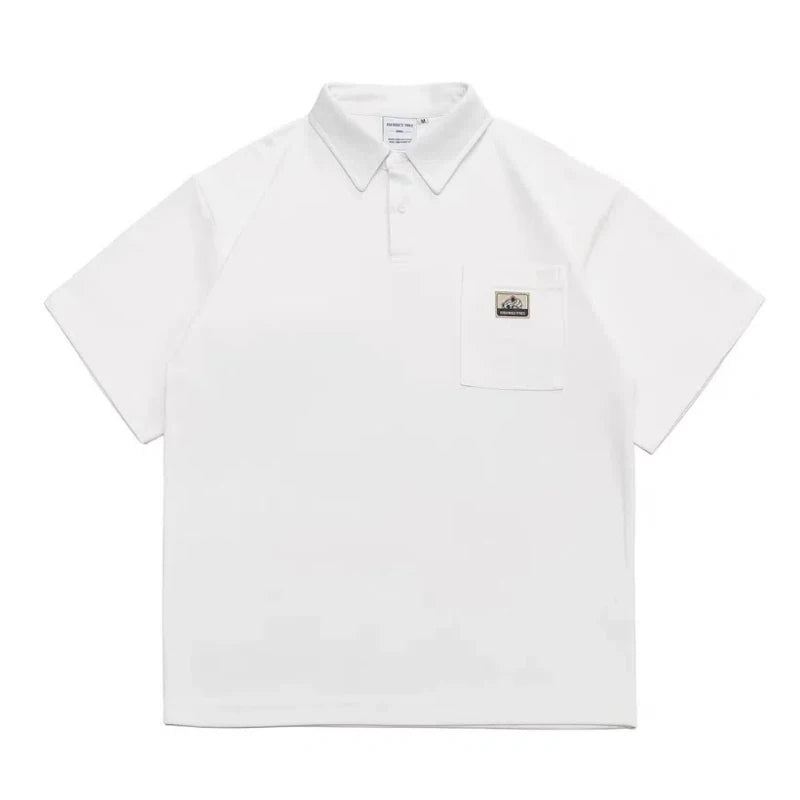 Polo Homme Américain – Manches Courtes, Col Boutonné, Poche, Casual