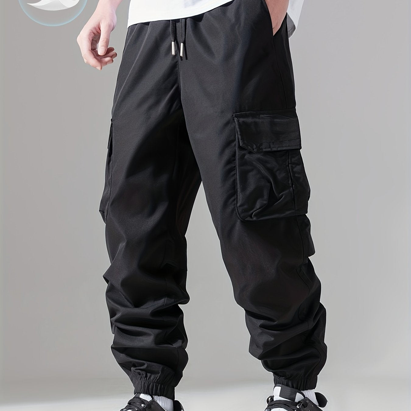 Joggers Homme Confortables – Coupe Large, Multi-Poches, Taille Ajustable, Style Cargo