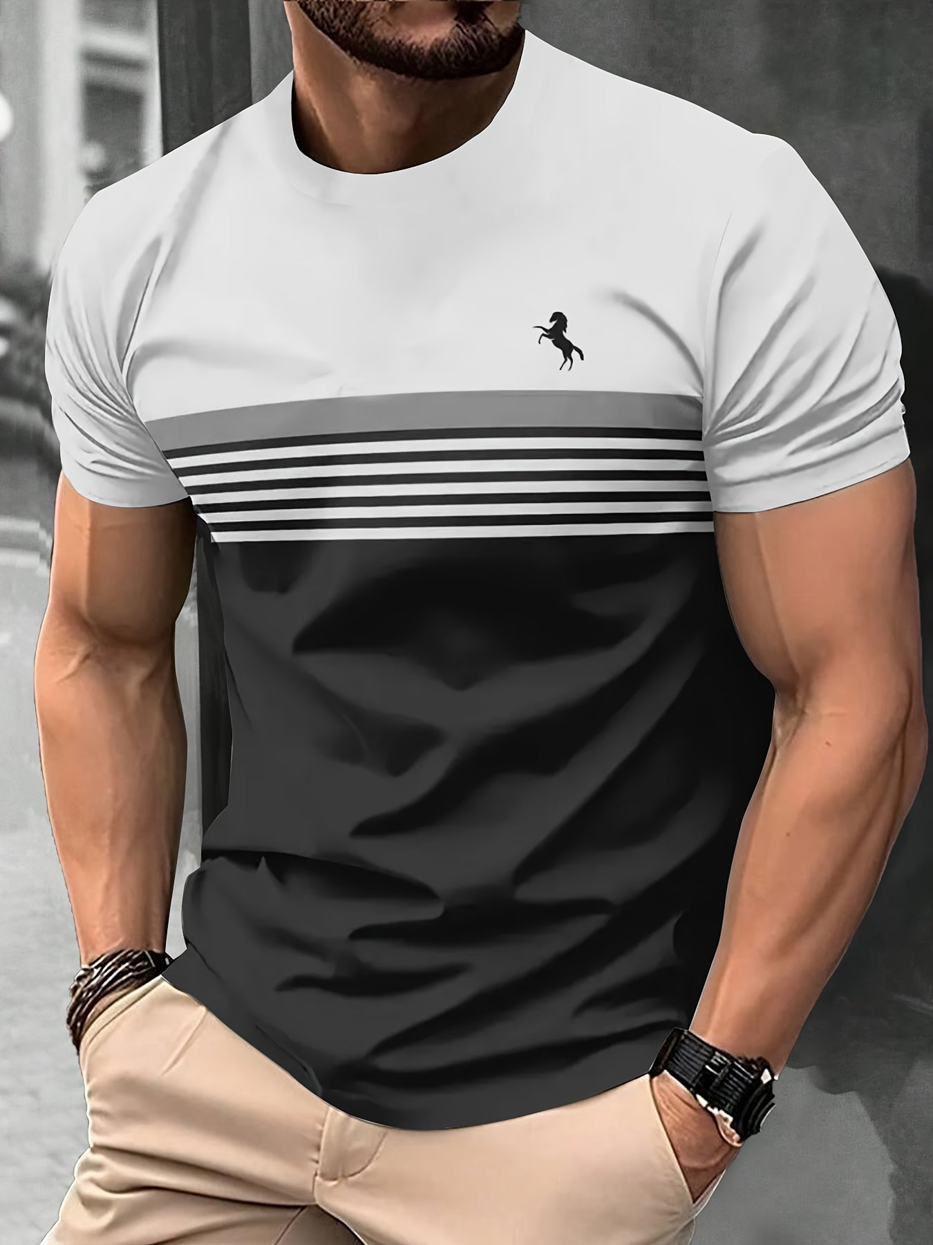 T-Shirt Homme Imprimé – Col Rond, Tissu Extensible Confortable, Idéal Été & Cadeau