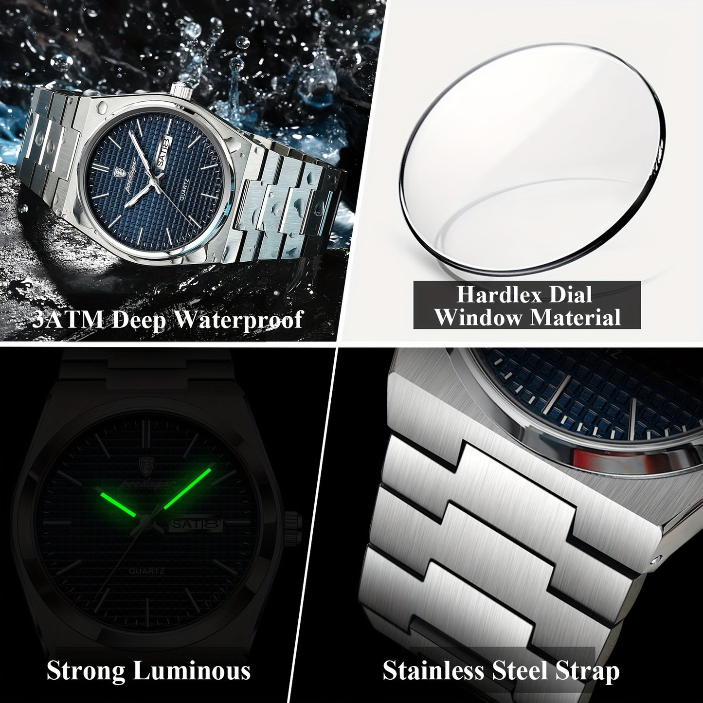 POEDAGAR Montre Quartz Affaires