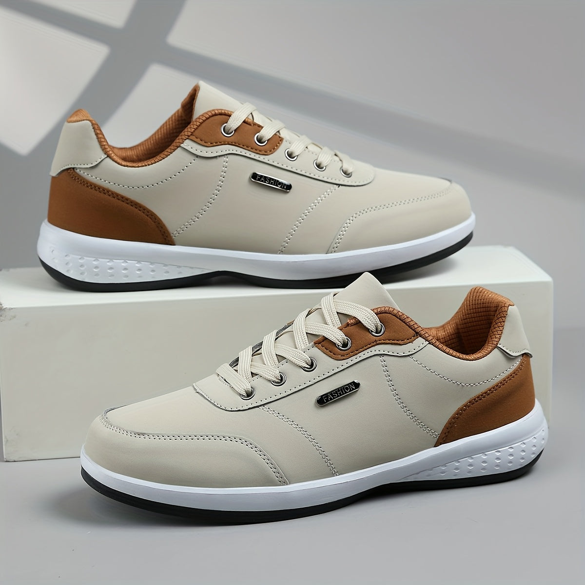 Baskets Homme KOONEXY – Légères, Respirantes & Antidérapantes, Beige/Bruin