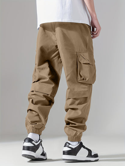 Joggers Homme Confortables – Coupe Large, Multi-Poches, Taille Ajustable, Style Cargo