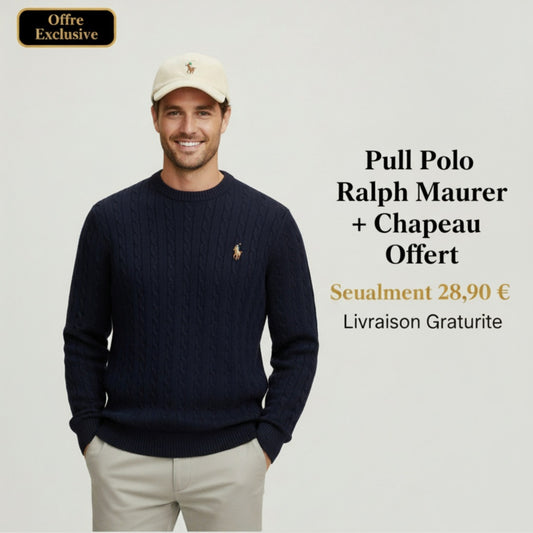 Ralph Luren Pull en Tricot de Luxe + Chapeau Offert & Livraison Gratuite
