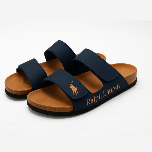 Ralph Lauren Sandales Homme Noires – Double Lanières, 1 acheté = 2, Livraison Gratuite