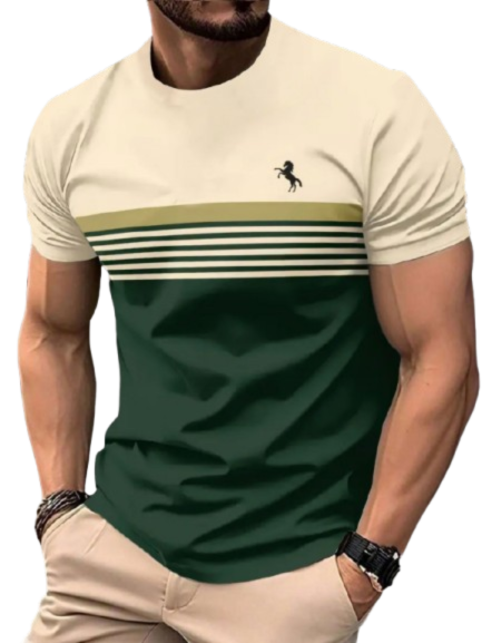 T-Shirt Homme Imprimé – Col Rond, Tissu Extensible Confortable, Idéal Été & Cadeau