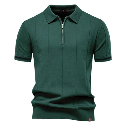 Polo Homme Business – Manches Courtes, Col Avec Demi-Zip, Tricoté, Style Casual
