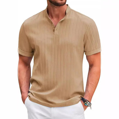 Chemise Homme Hawaïenne – Coton & Lin, Col Montant, Casual