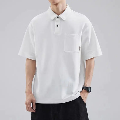 Polo Homme Américain – Manches Courtes, Col Boutonné, Poche, Casual