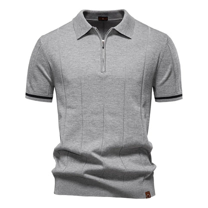 Polo Homme Business – Manches Courtes, Col Avec Demi-Zip, Tricoté, Style Casual
