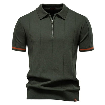 Polo Homme Business – Manches Courtes, Col Avec Demi-Zip, Tricoté, Style Casual