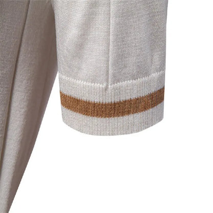 Polo Homme Business – Manches Courtes, Col Avec Demi-Zip, Tricoté, Style Casual