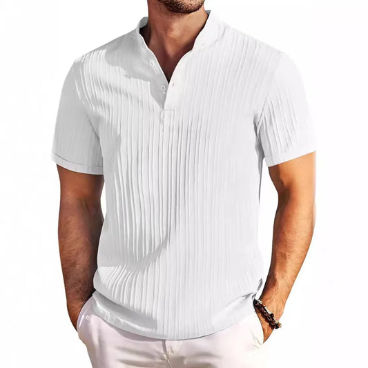 Chemise Homme Hawaïenne – Coton & Lin, Col Montant, Casual