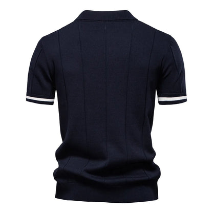 Polo Homme Business – Manches Courtes, Col Avec Demi-Zip, Tricoté, Style Casual